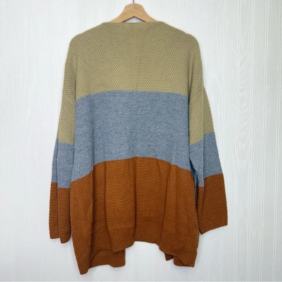 Grecerelle color block heavy knit cardigan sweater size 2X - Picture 6 of 9